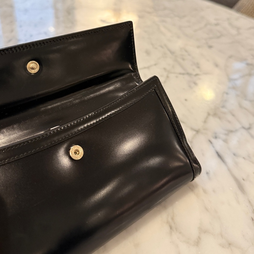 GUCCI Tom Ford Era “Avedon” Long Continental Wallet Black Box Calf Silver Buckle - Picture 6 of 8